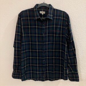 Men's Plaid Button-Down Shirt - Blue and Green